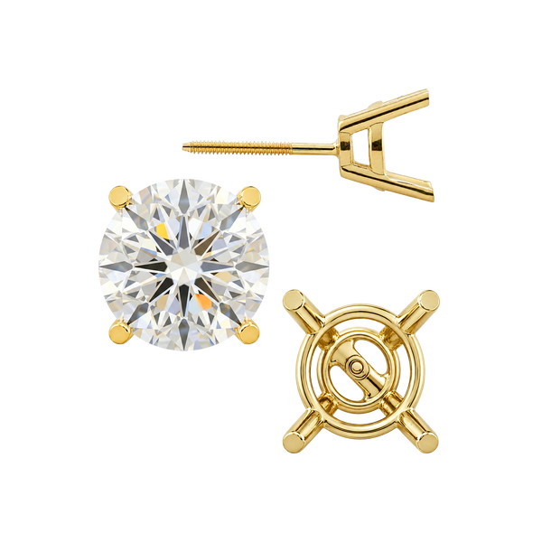 Round Four Prong Heavy Weight Basket Earrings with Screw Post