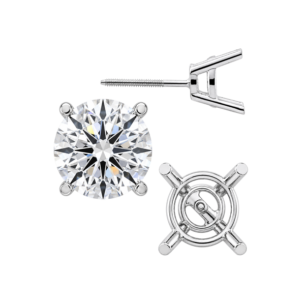 Round Four Prong Heavy Weight Basket Earrings with Screw Post