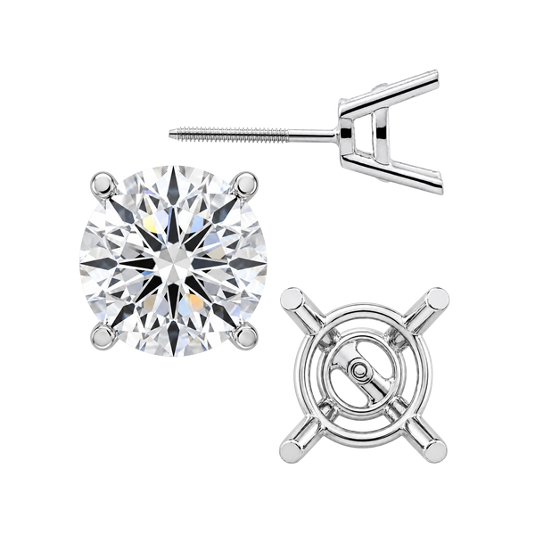 Round Four Prong Heavy Weight Basket Earrings with Screw Post
