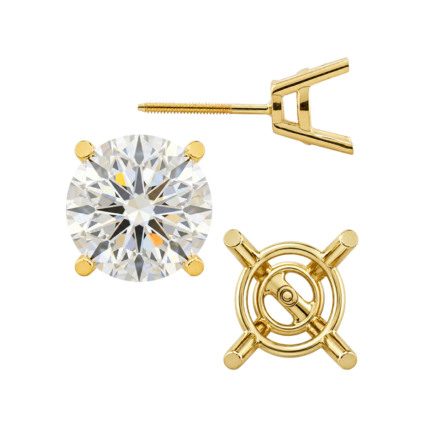 Round Four Prong Heavy Weight Basket Earrings with Screw Post