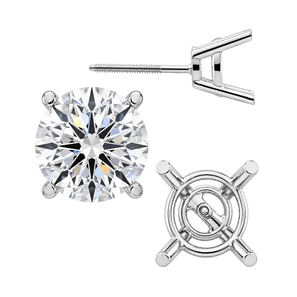 Round Four Prong Heavy Weight Basket Earrings with Screw Post