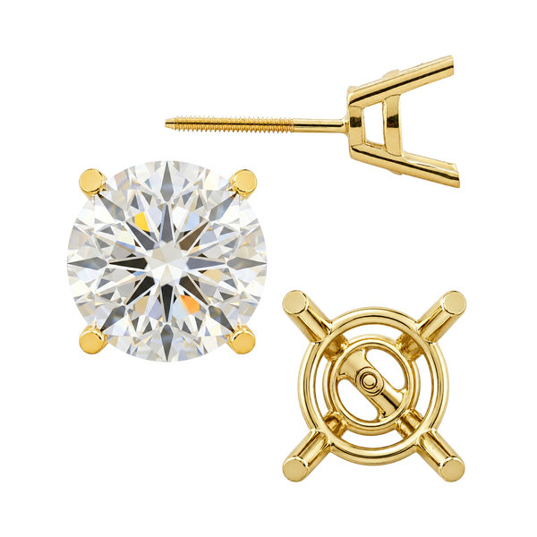 Round Four Prong Heavy Weight Basket Earrings with Screw Post