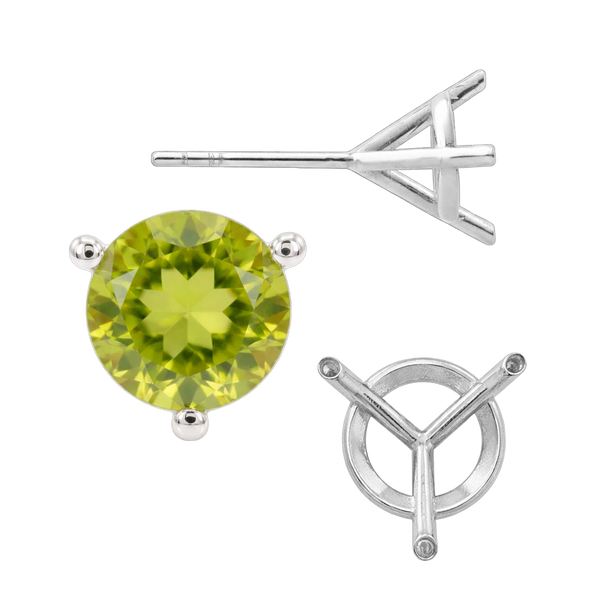 Round Three Prong Martini Earrings with Push Post