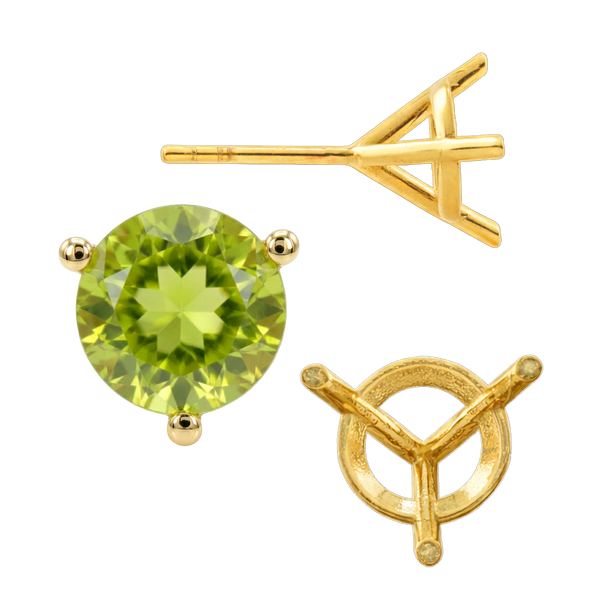 Round Three Prong Martini Earrings with Push Post