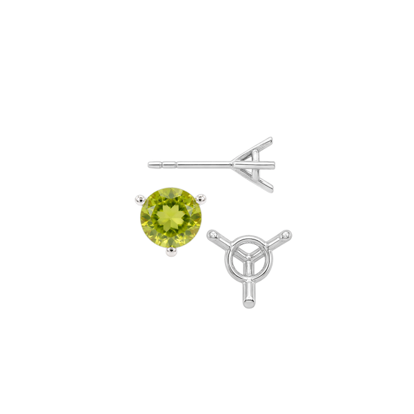 Round Three Prong Martini Earrings with Push Post