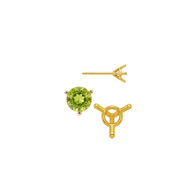 Round Three Prong Martini Earrings with Push Post