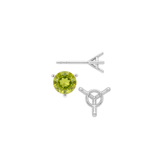 14K Gold, 18K Gold, Platinum, Sterling Silver Round Three Prong Martini Earrings with Push Post