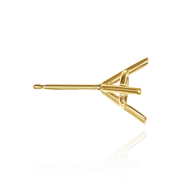 14K Gold, 18K Gold, Platinum, Sterling Silver Round Three Prong Martini Earrings with Push Post