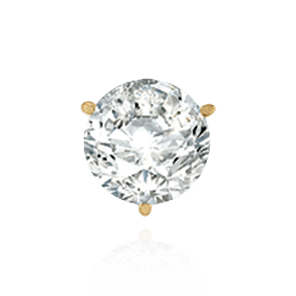 14K Gold, 18K Gold, Platinum, Sterling Silver Round Three Prong Martini Earrings with Push Post