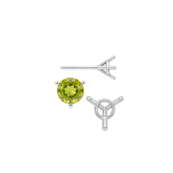 Round Three Prong Martini Earrings with Push Post