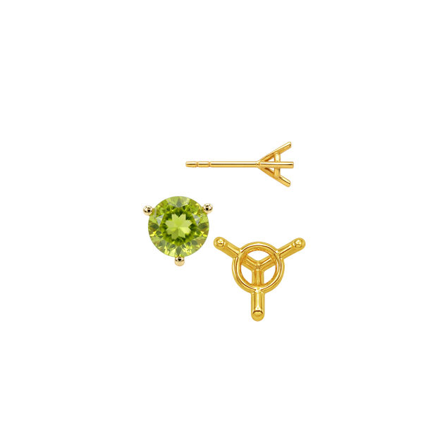 Round Three Prong Martini Earrings with Push Post