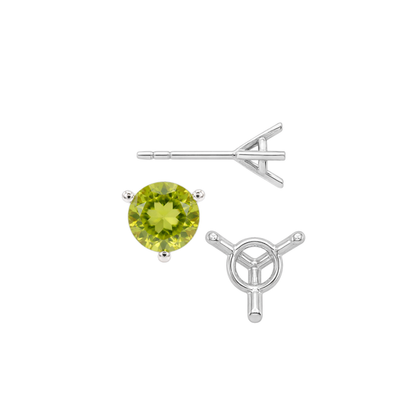 Round Three Prong Martini Earrings with Push Post