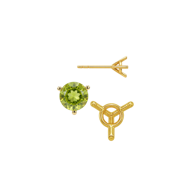 Round Three Prong Martini Earrings with Push Post