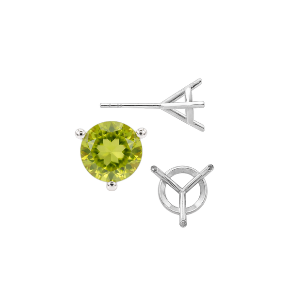 Round Three Prong Martini Earrings with Push Post