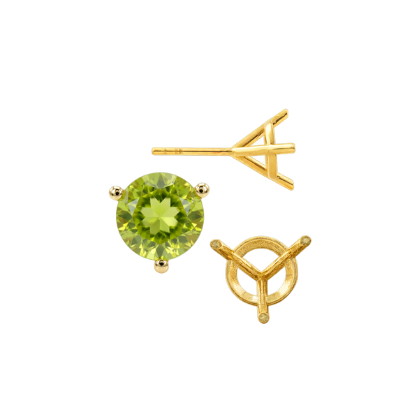 Round Three Prong Martini Earrings with Push Post