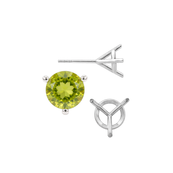 Round Three Prong Martini Earrings with Push Post