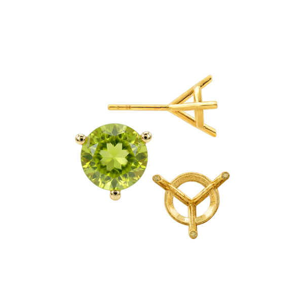 Round Three Prong Martini Earrings with Push Post