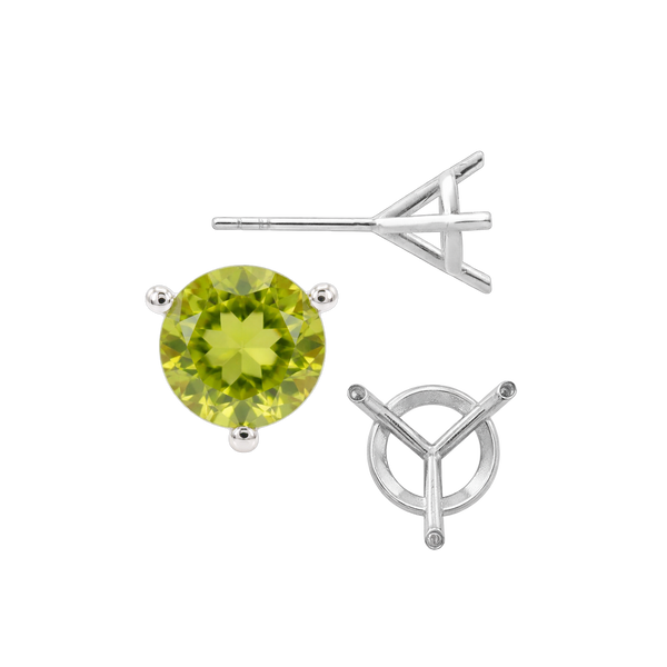 Round Three Prong Martini Earrings with Push Post