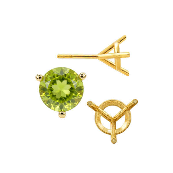 Round Three Prong Martini Earrings with Push Post