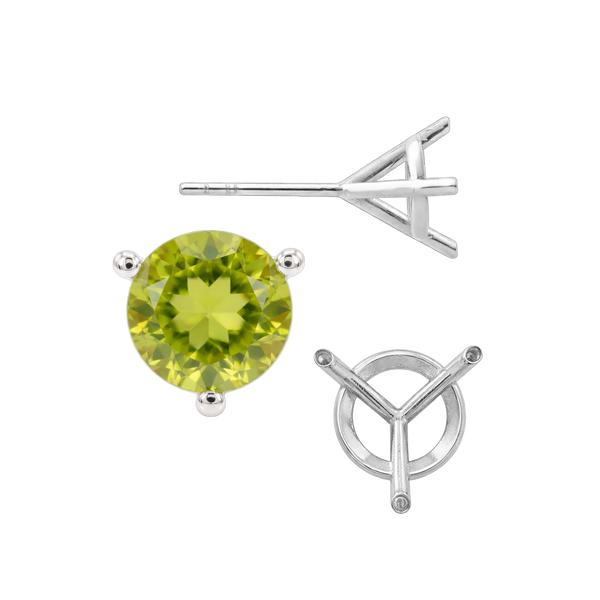 Round Three Prong Martini Earrings with Push Post