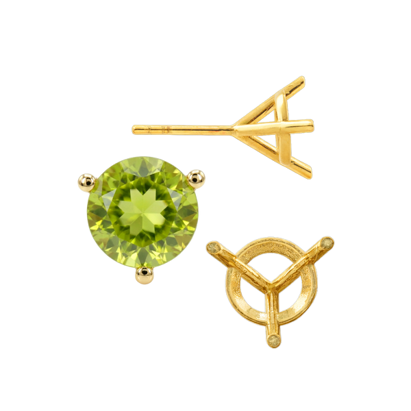 Round Three Prong Martini Earrings with Push Post