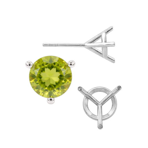 Round Three Prong Martini Earrings with Push Post