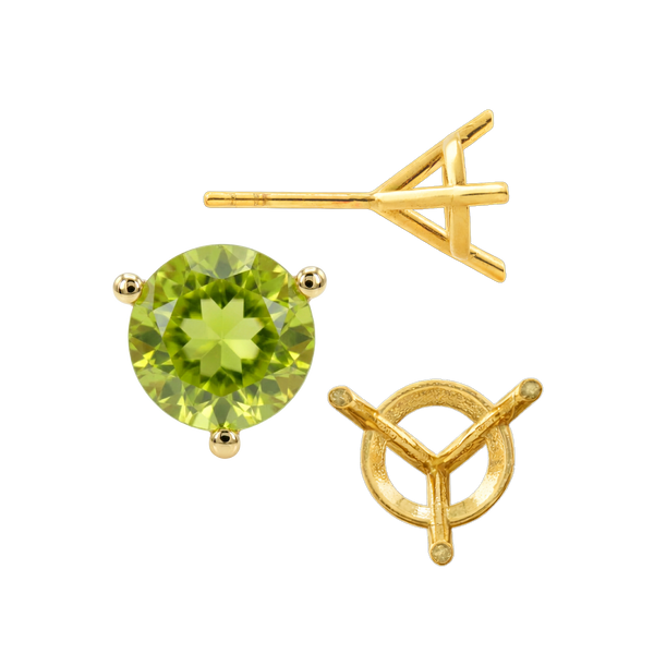 Round Three Prong Martini Earrings with Push Post