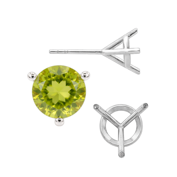 Round Three Prong Martini Earrings with Push Post