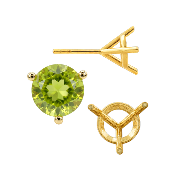 Round Three Prong Martini Earrings with Push Post