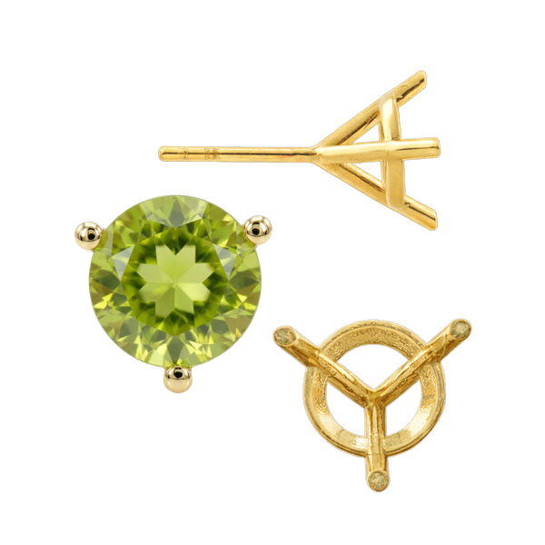 Round Three Prong Martini Earrings with Push Post