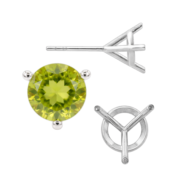 Round Three Prong Martini Earrings with Push Post