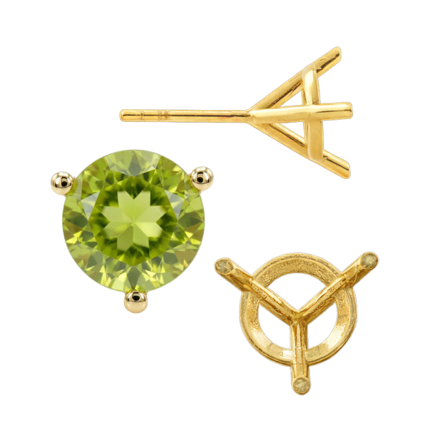 Round Three Prong Martini Earrings with Push Post