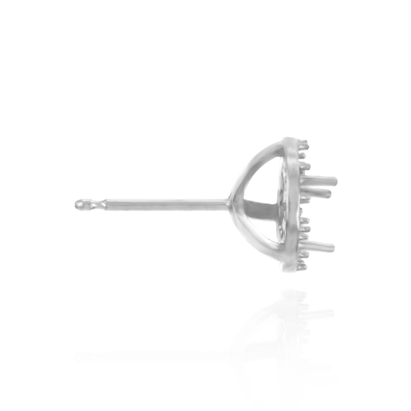 Round Three Prong Halo Earrings with Push Post