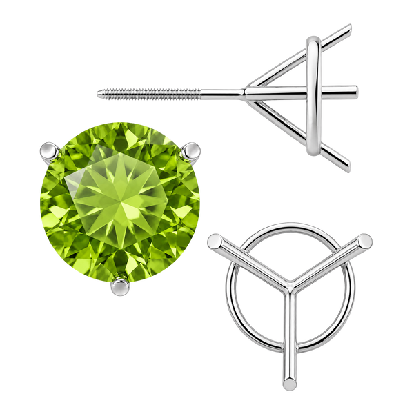Round Three Prong Martini Earrings with Screw Post