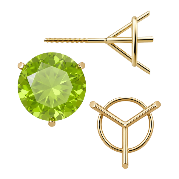 Round Three Prong Martini Earrings with Screw Post