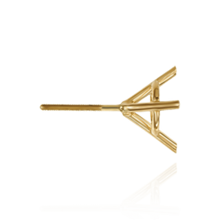 14K Gold, 18K Gold, Platinum Round Three Prong Martini Earrings with Screw Post