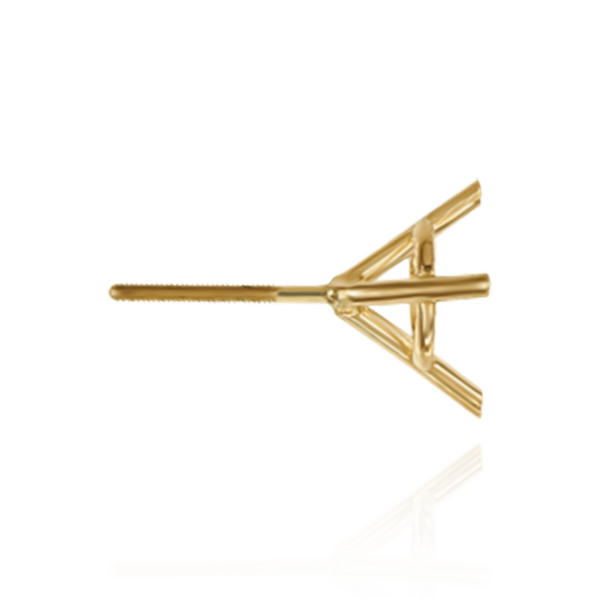 14K Gold, 18K Gold, Platinum Round Three Prong Martini Earrings with Screw Post