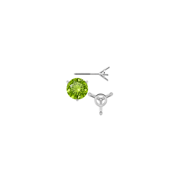 Round Three Prong Martini Earrings with Screw Post