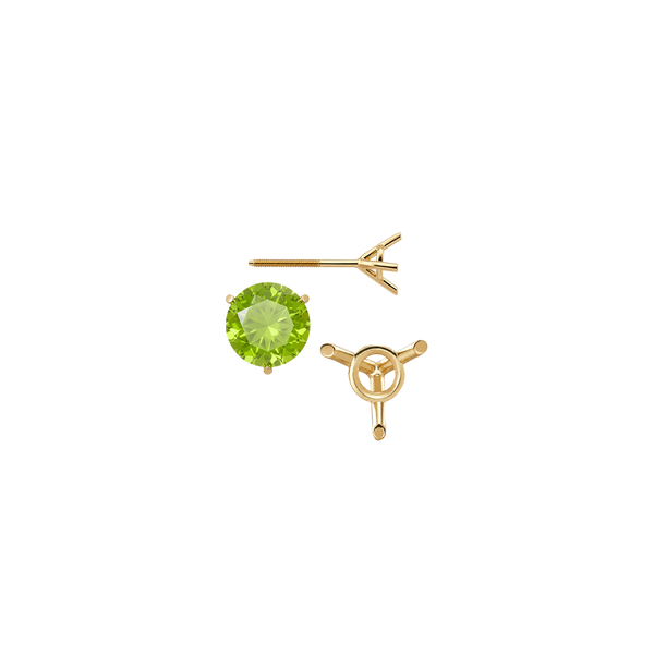 Round Three Prong Martini Earrings with Screw Post