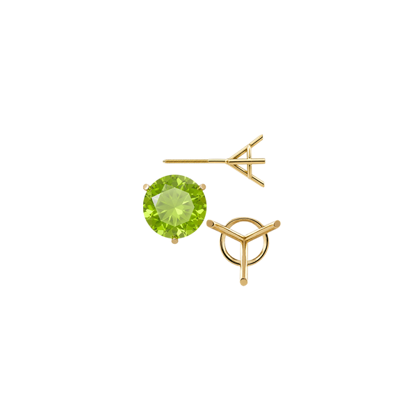 Round Three Prong Martini Earrings with Screw Post