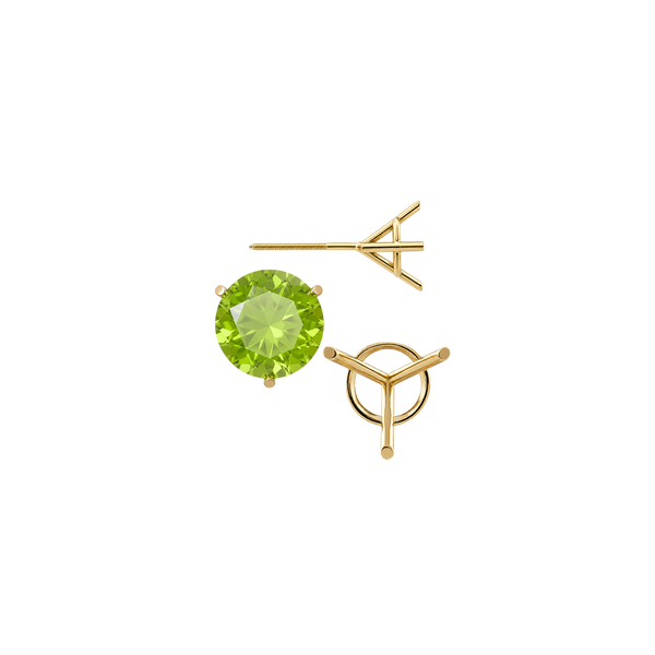 Round Three Prong Martini Earrings with Screw Post