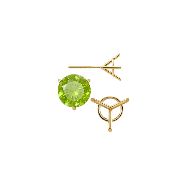 Round Three Prong Martini Earrings with Screw Post