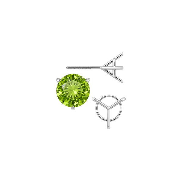 Round Three Prong Martini Earrings with Screw Post