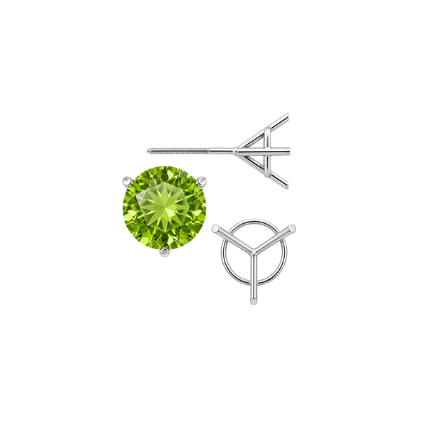 Round Three Prong Martini Earrings with Screw Post
