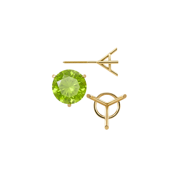Round Three Prong Martini Earrings with Screw Post