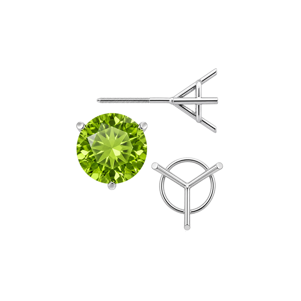 Round Three Prong Martini Earrings with Screw Post
