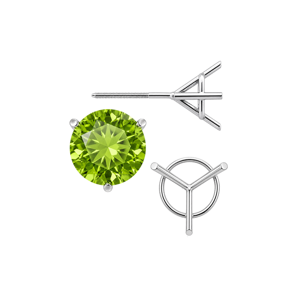Round Three Prong Martini Earrings with Screw Post