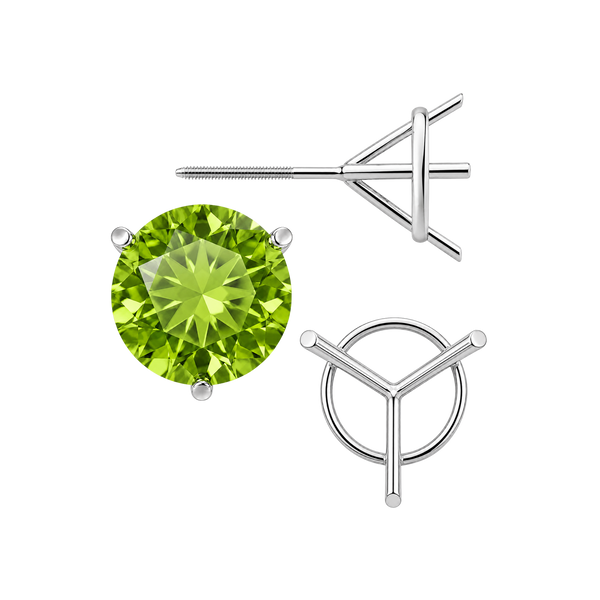 Round Three Prong Martini Earrings with Screw Post