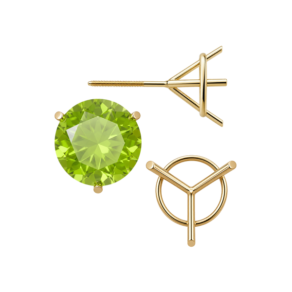 Round Three Prong Martini Earrings with Screw Post