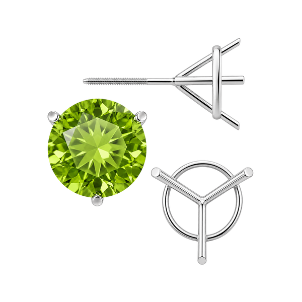 Round Three Prong Martini Earrings with Screw Post